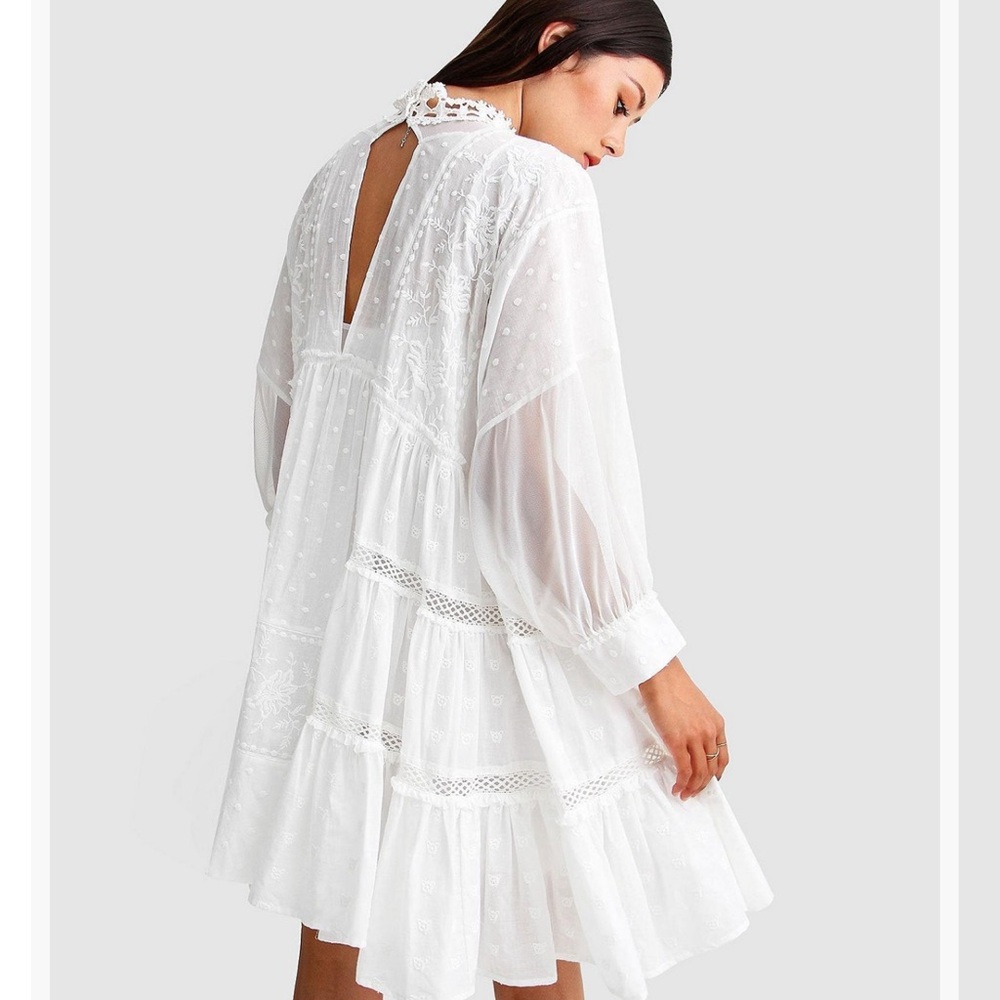 Bohemian Lace oversized Dress medium free people  White - Picture 2 of 11